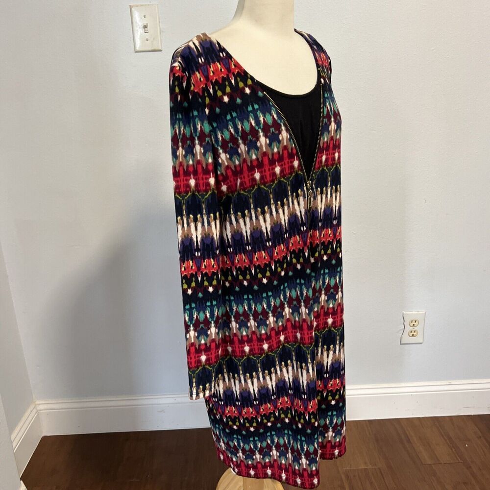 Prelude Women's Multicolor Geometric Tunic Shift Dress L - Picture 3 of 10